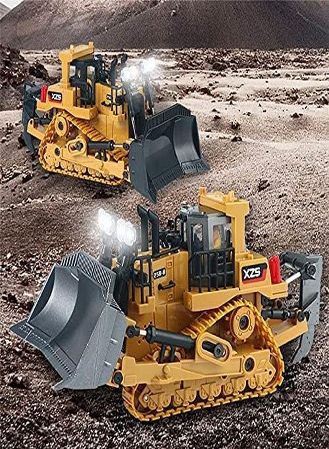 VIKINGS Remote Control Bulldozer RC 1/24 Full Functional Construction Vehicle, 2.4Ghz 9 Channel Bulldozer Front Loader Toy with Light and Sound for Kids Age 6,7,8,9,10,- Multicolor - Image 2